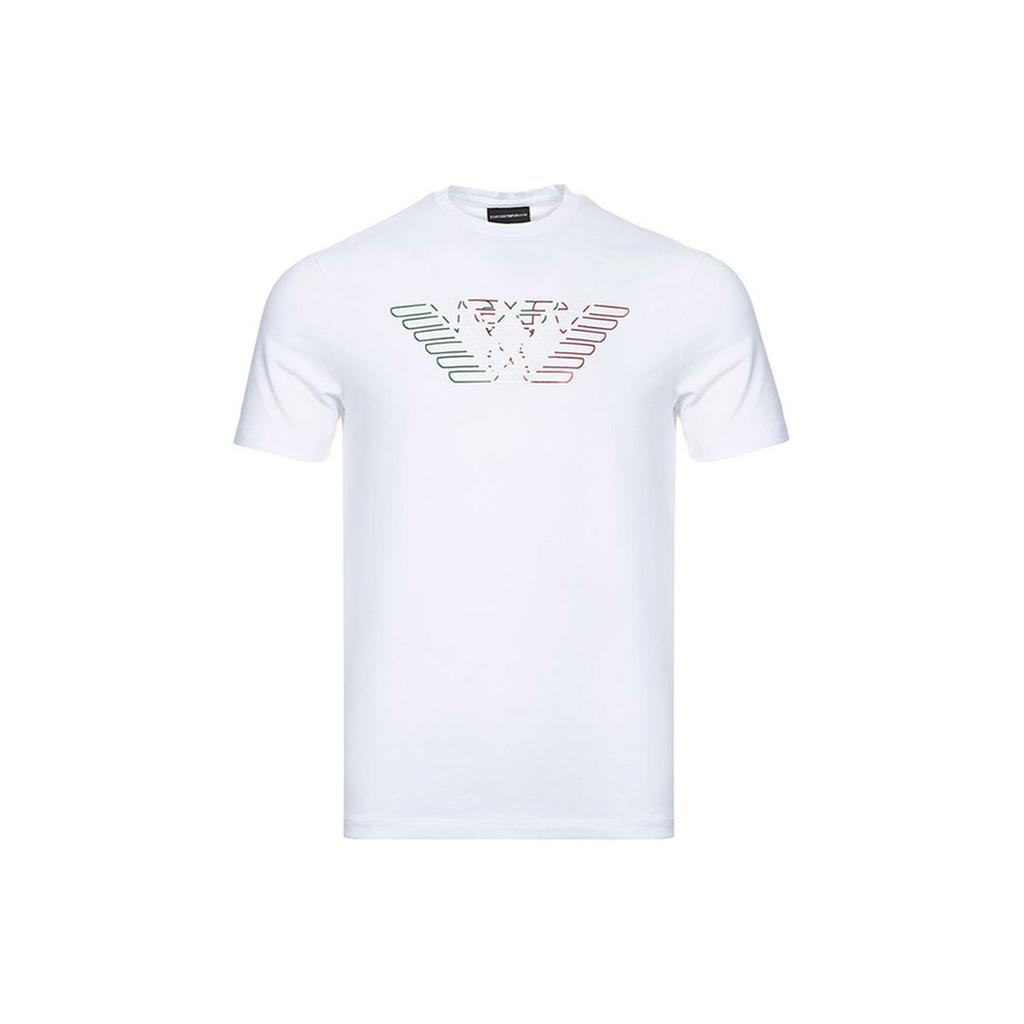 Emporio Armani Round Neck Printed Casual Short Sleeve T-Shirt Men Tops White 3H1T71-1J11Z-0100