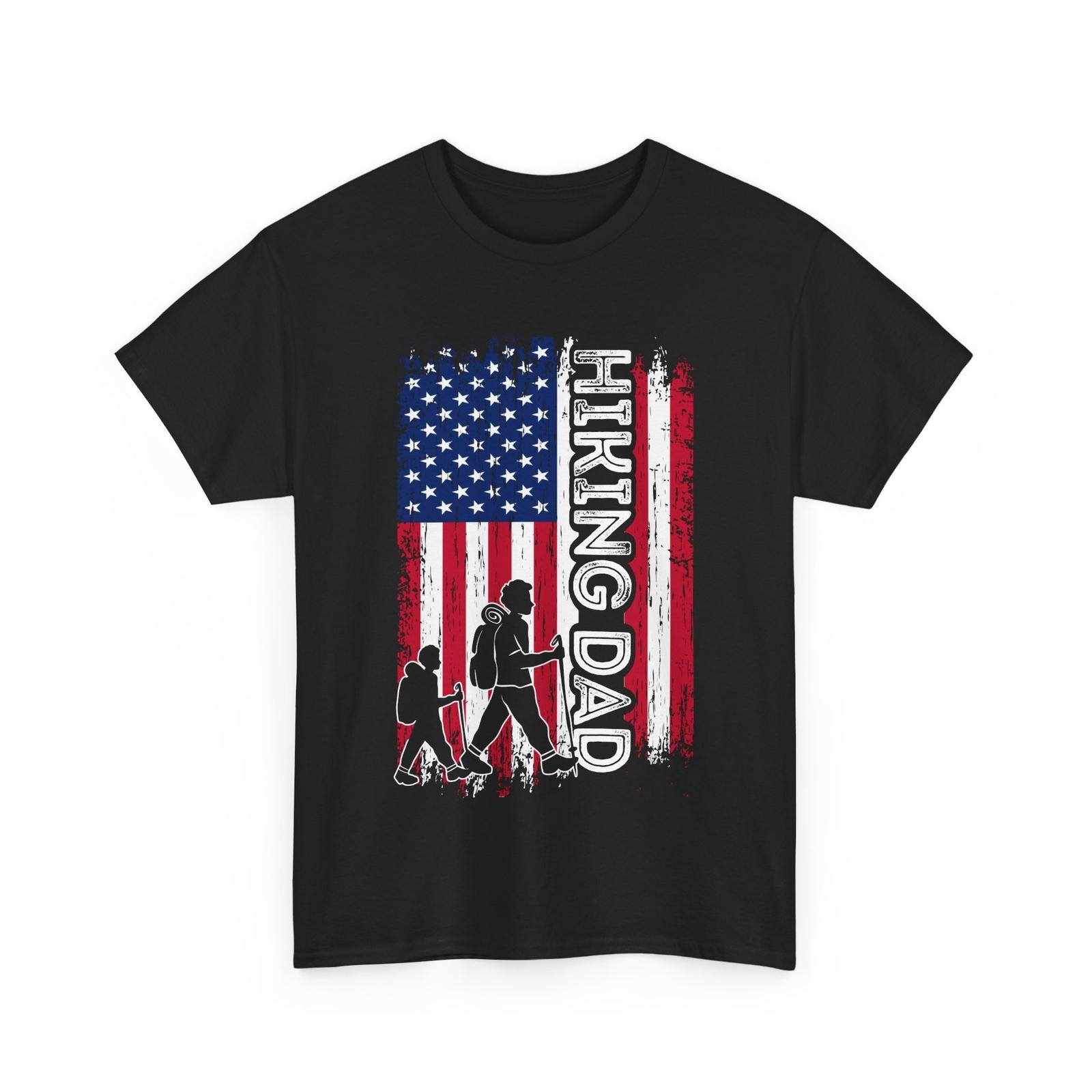 Hiking Dad American Flag T-Shirt Mens Womens Tees Top, Hiking Lovers Hiker Father s Day Vintage Shirt 3XL