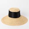 European and American simple and fashionable flat-top big-brimmed basin type straw straw hat outdoor travel sunscreen sunshade beach straw hat