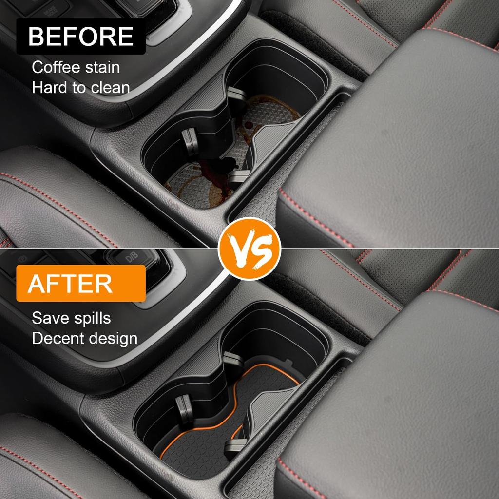 For Honda CRV Accessories  2024 2025 2026 3D Cup Holder Center Console Liner Erts Silicone Anti-Dust Mat Pad Interior Decoration (2 Pcs, Orange Trim)