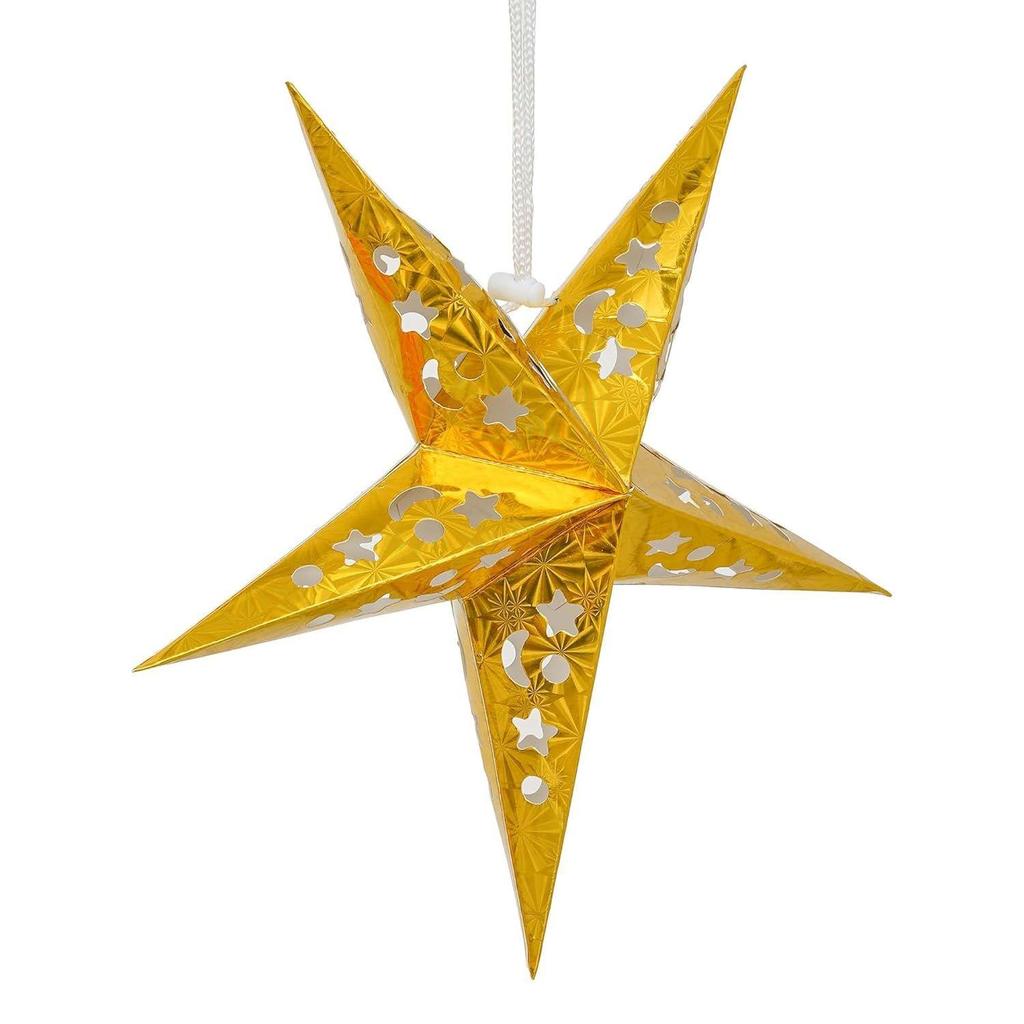 Golden Paper Merry Christmas Star Lantern Lights for Decoration Diwali Christmas Lantern| Aakash Kandil for Diwali| Hanging Lantern