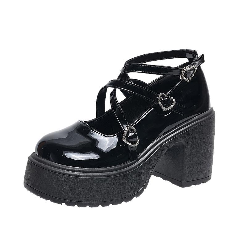 

Jk Small кожаные туфли женские весна и осень низкие с перекрестной пряжкой с одинарными туфлями женские туфли Мэри Джейн на толстом каблуке женские модные женские туфли 38