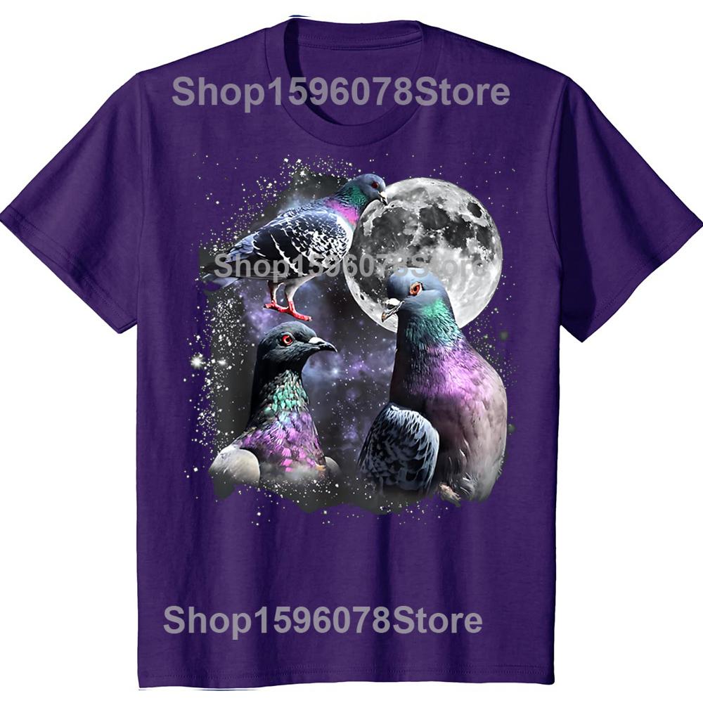 Funny Three Pigeon Moon Meme TShirt TShirt Summer Men Clothing Fashion T Shirts Cotton Short Sleeve Oversized Tshirt Tops