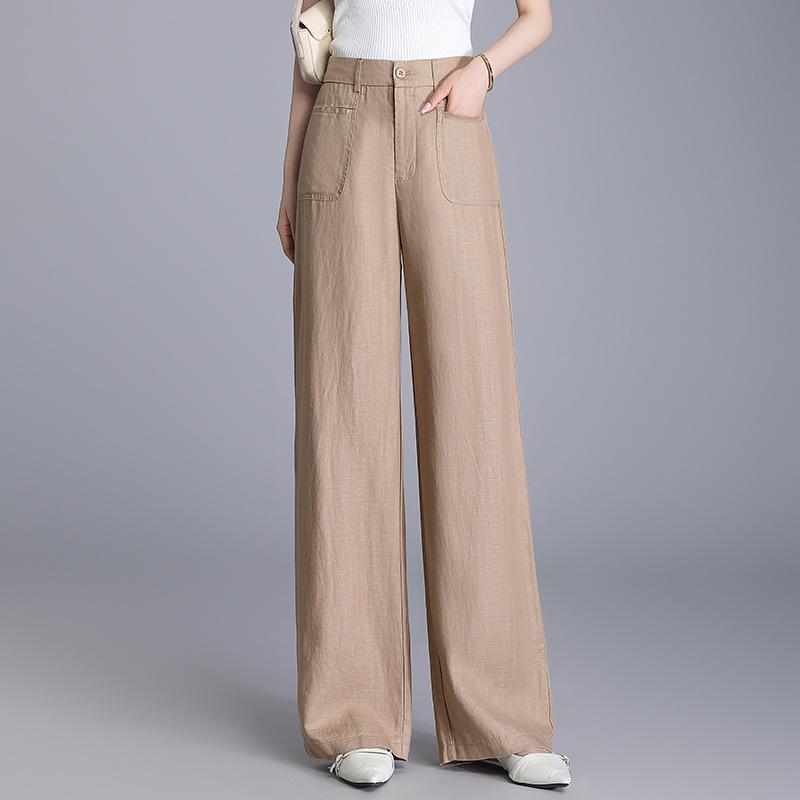 

Women s Tencel Linen Wide-Leg Summer Pants - Loose, Casual, Straight-Leg Trousers for a Chic Look 2XL хаки