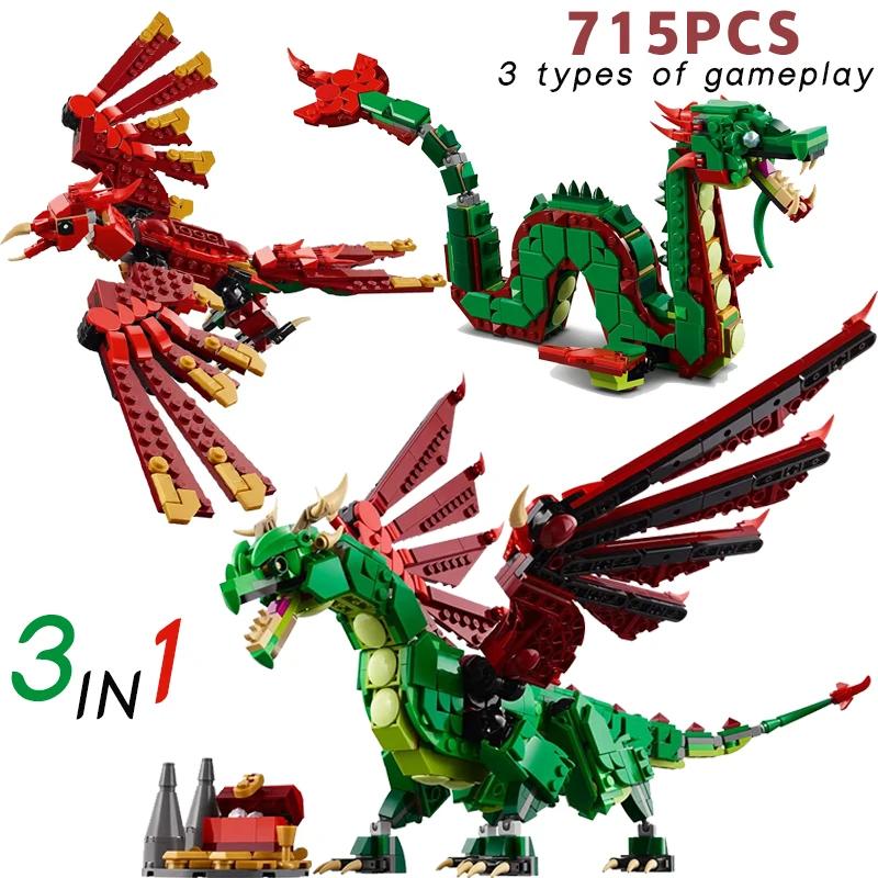 715PCS medieval flying dragon compatible Building Blocks Home Decoration Model Adults Gift