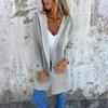 Fashionable Solid Color Long Sleeved Pocket Casual Sweater Cardigan Hooded Jacket