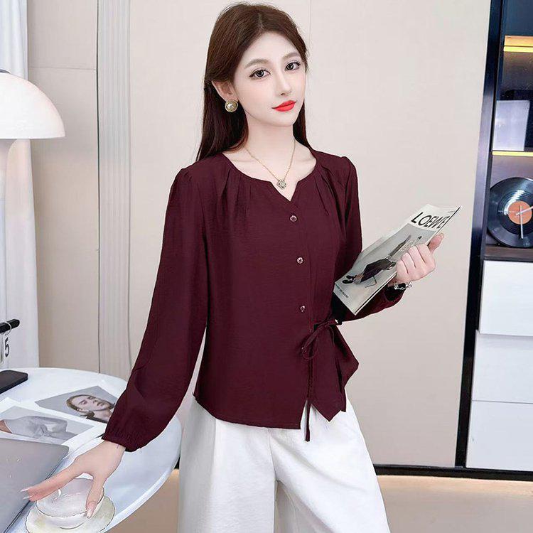 2025 Autumn Fashion: Elegant Long-Sleeve Slimming Shirt for Women