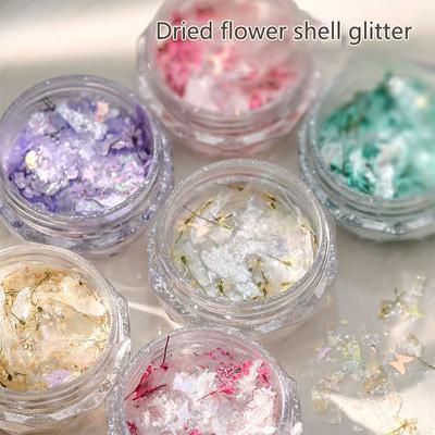 1Box Nagel Mix getrocknete Blume Shell Pailletten Nagel glänzende Mehl Hyper Flash Pailletten Nagel Kunst Nagel Dekoration Diy
