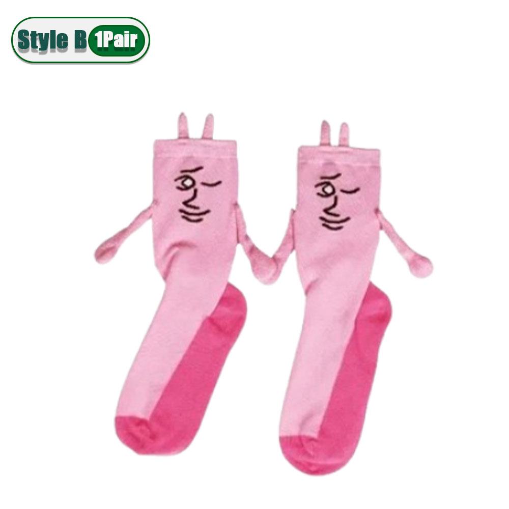 1-20Pairs Pink Bunny Magnetic Hand Holding Socks Funny Halloween Party Socks Winter Socks Pregnant Women Birthday Christmas Gift