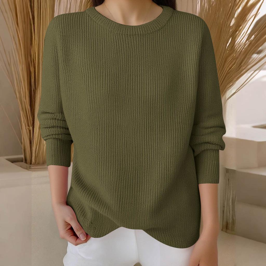 Long Sleeve Pullover Sweaters For Women O Neck Casual Cute Printing Knit Oversized Sweater