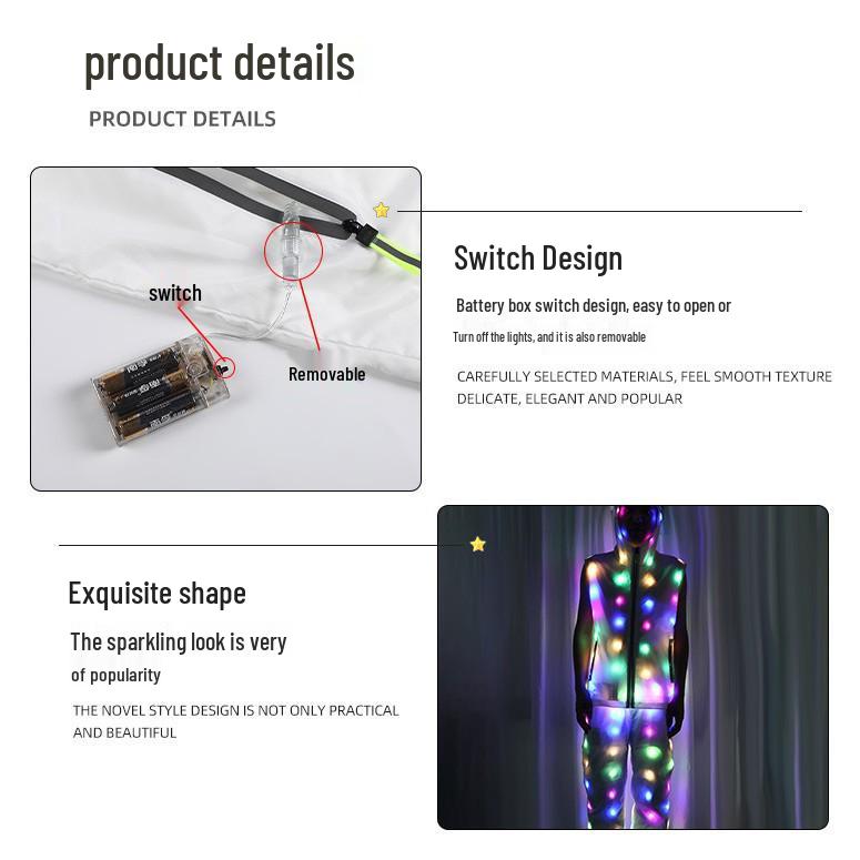 LED Luminous Hoodie: Colorful Flashing Disco Set with Lights