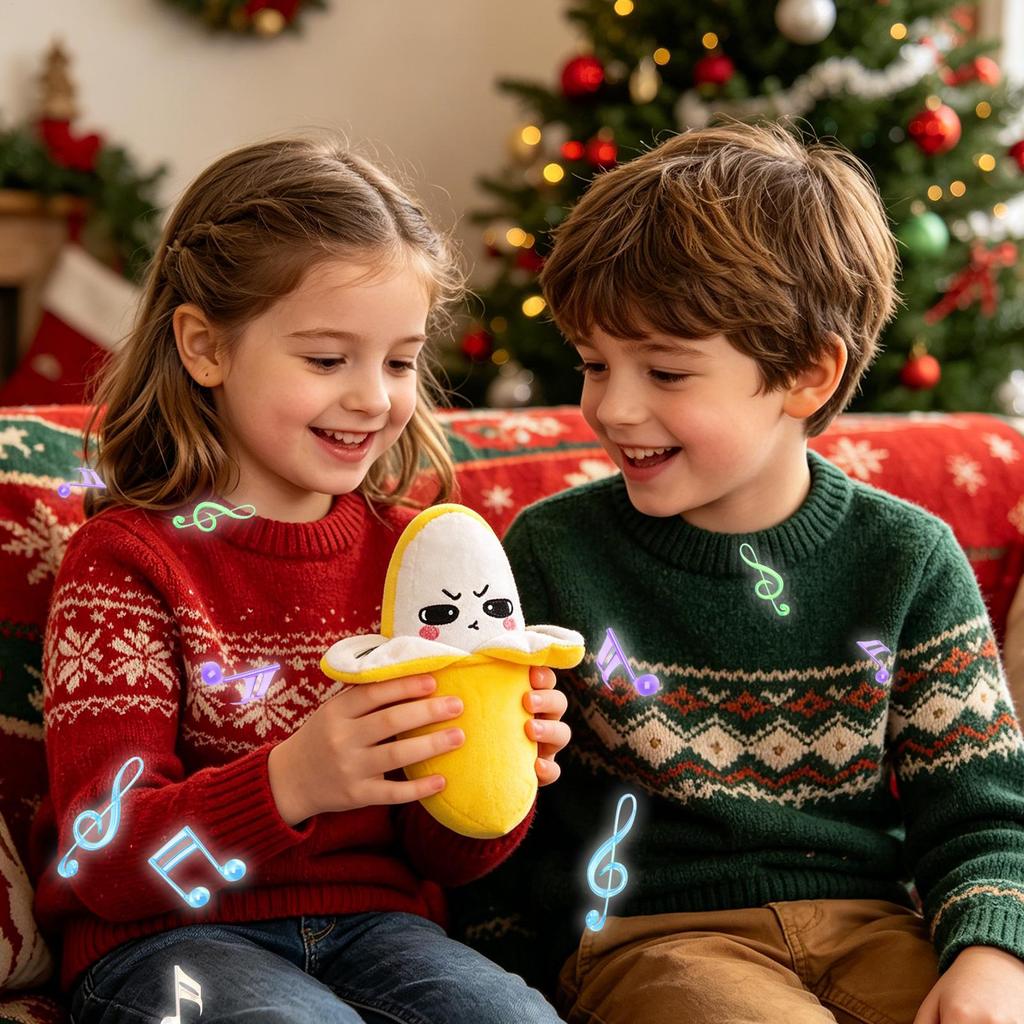Soft Interactive Touch Sensing Banana Plush Toy 16x10x7cm Kids Musical Sound Piano Toy Vivid Simulation Banana Play Toy