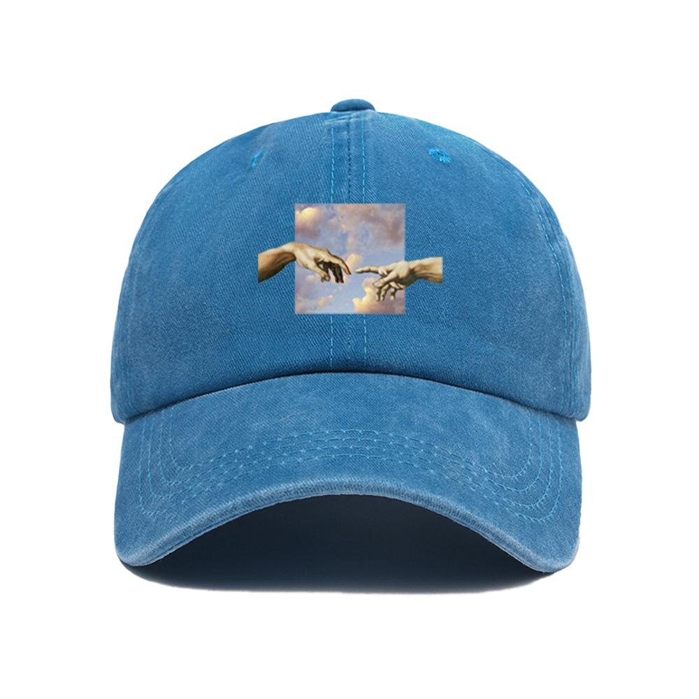 Hand in Hand Oil Painting Retro Baseball Hat Men's and Women's Fashion Versatile Curved Eaves Sunscreen Hat
