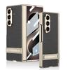 For Samsung Galaxy Z Fold 8 Ultra Case Electroplated Matte Leather Built-in Bracket Magnetic Folding Hinge Tempered Film Cover
