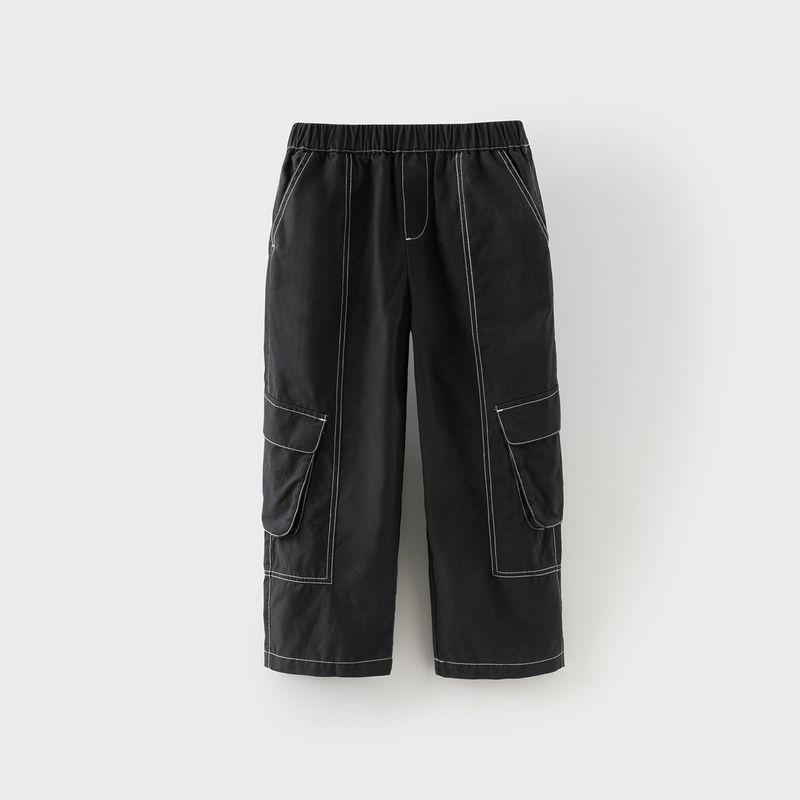David Bella Boys  Cargo Pants Children s Pure Cotton Pants Boys  Straight-Leg Pants 2026 Spring New Children s Clothing Black [Ready Stock] 120
