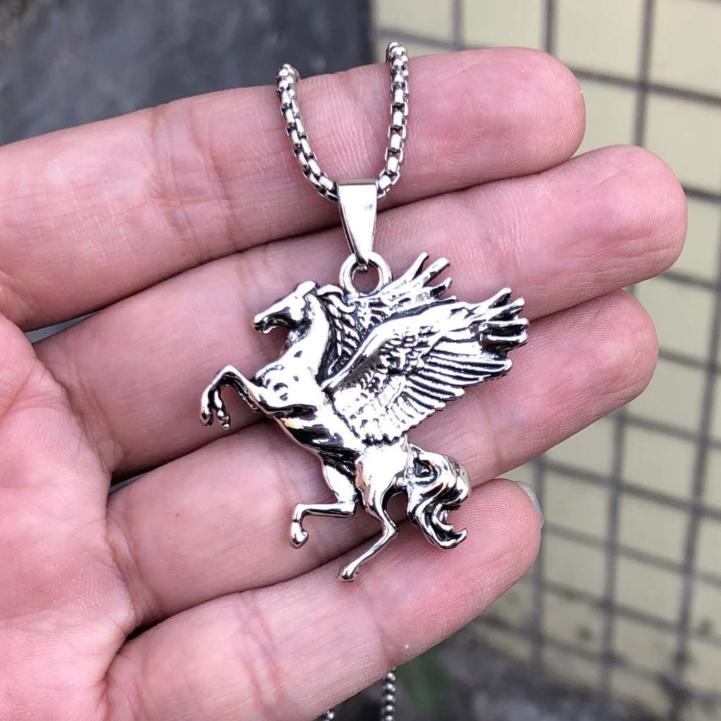 Pegasus Unicorn Pendant Men's Necklace European and American Trendy Women Greek Mythology Pendant