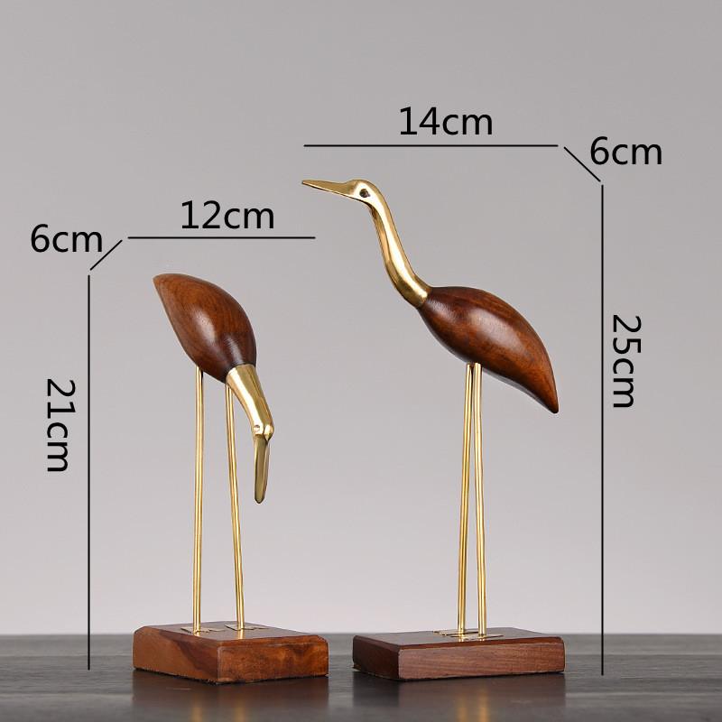Wooden Pot Ornament Crane Bird Swan Simulation Animal Sculpture Brass Metal Sculpture Home Decoration Decorative Figurines