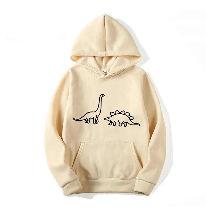 2025 Autumn/Winter New Manga Women's Dinosaur Printed Fashion Casual Hoodie Outdoor Sports Simple Loose Comfortable Coat