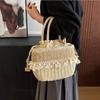 Yogodlns Women Straw Woven Bag Straw Tote Bag Large Capacity Weaving Shoulder Purse with Lace Woven Shopping HandBag Summer Beach Clutch
