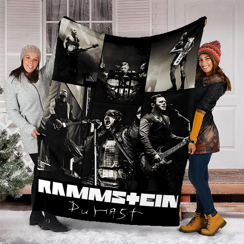 1pc Rammstein3 Theme Blanket - Digital Print, Polyester, Cozy for All Seasons, Perfect for Outdoor, Camping, and Travel
