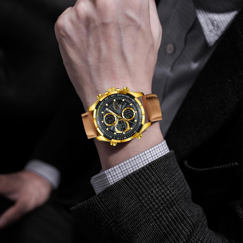 LIGE x FOXBOX Fashion Men Watch Luxury Original Military Sports Chronograph Watch Waterproof Clock Digital Men's Quartz Watch