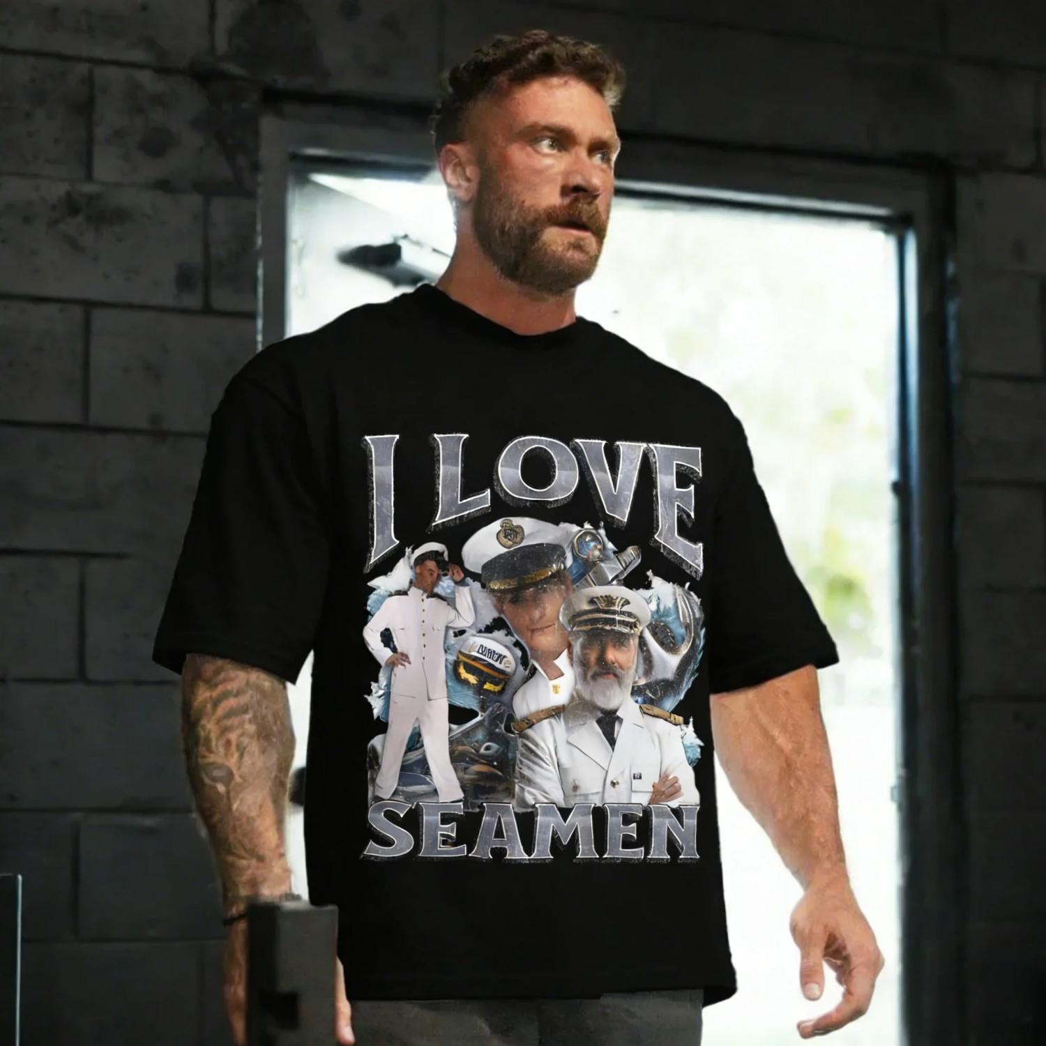 

Я люблю моряков Забавная Оскорбительная Футболка с изображением моряка Мужская Повседневная Модная Футболка Унисекс Винтажные Футболки Мужская Одежда 2026 Новая S чёрный