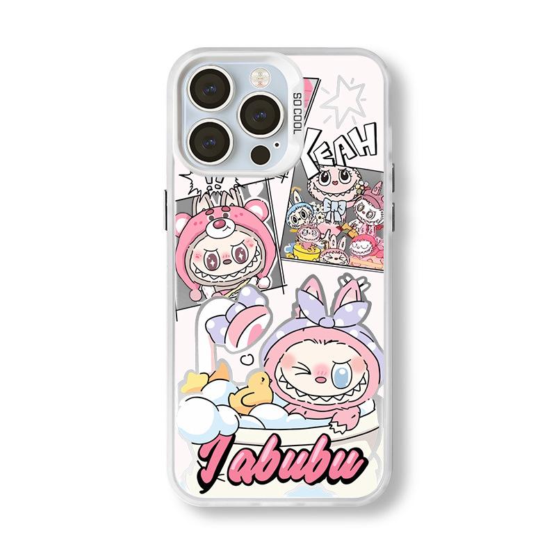 

Серебристый чехол LABUBU для iPhone 15/16 Pro Max и Huawei Mate 60 Pro+. iPhone 14