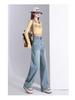 2025 Women's Light Wash Ripped Jeans: High Waist, Loose, Straight Leg, Floor-Length, Thin Summer Casual Pants