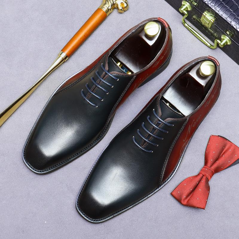 Fashion Handmade Office Shoes Vintage Design Oxford Men Dress Shoes Formal Business Lace-up Full Grain Real Leather Shoes for Men