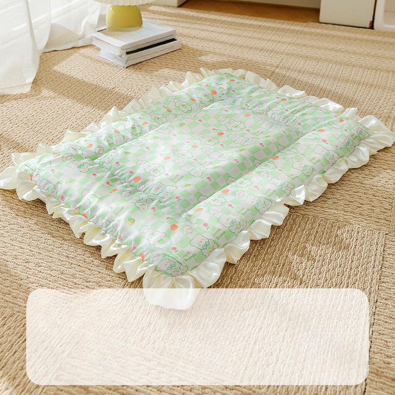 

Корейский стиль Весна и Лето Маленький Цветочный Четырехсезонный Универсальный Коврик Для Домашних Животных Коврик Для Сна Собаки Конура Гнездо Для Кошки Двусторонний Осенне-Зимний Коврик S（40*22cm）