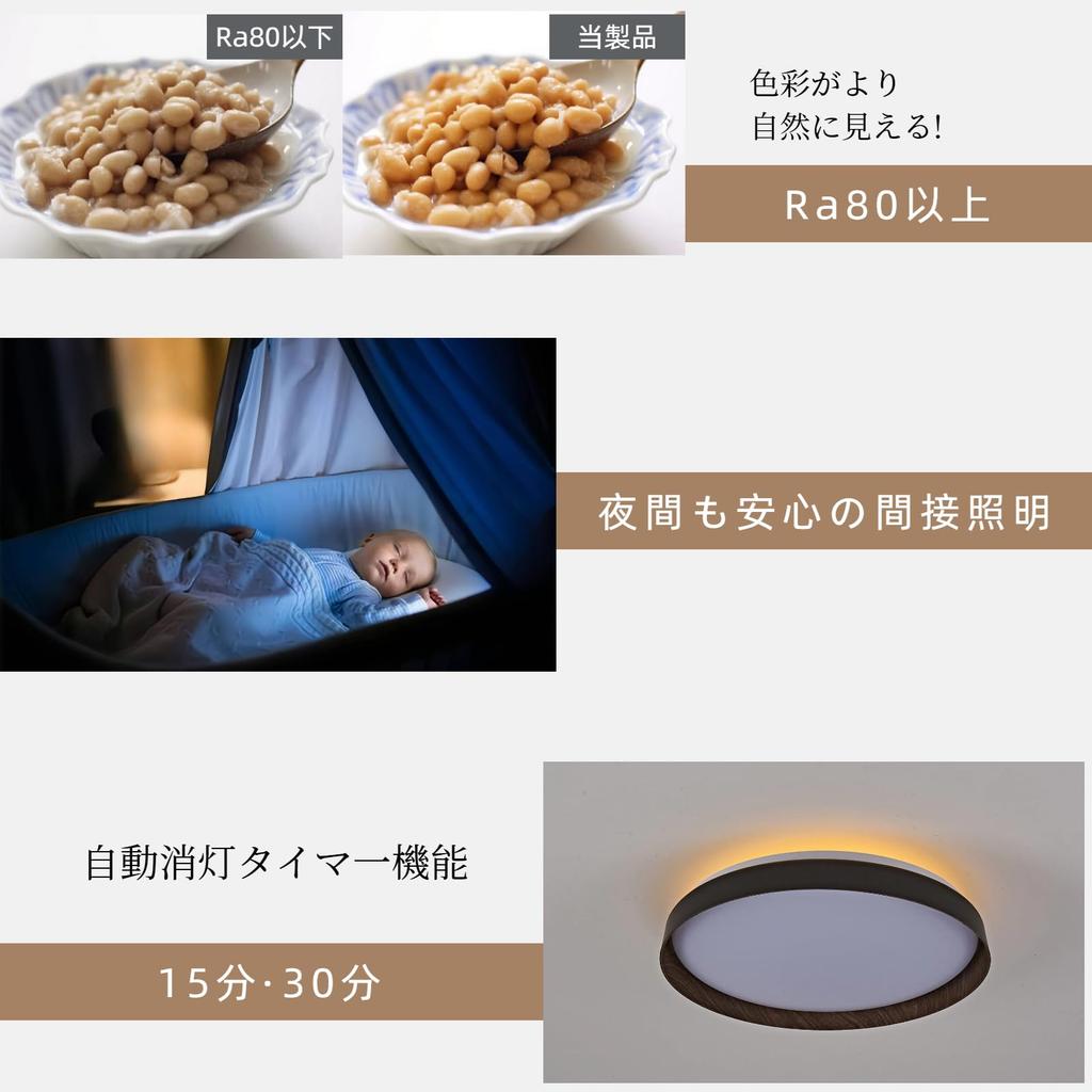 UNSNPY LED Ceiling Light, 8-tatami mat (approx. 12 sq ft), 36W, 3960LM, Ceiling Light Fixture, Night Light, Backlight, Top and Bottom Lighting,