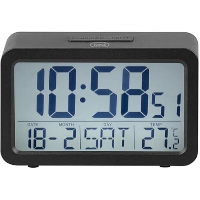 Réveil De Chevet - TREVI - SLD 3P60 - Grand Écran Rétroéclairé - Thermomètre - Fonction Snooze