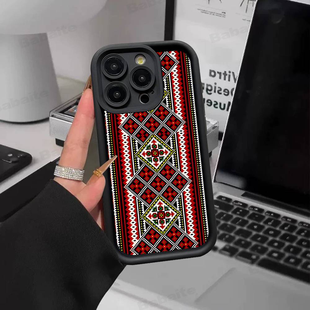 G-Ukraine Ornament Pattern For IPhone 17 Pro Max 16 15 14 13 12 11 Plus Black Soft Phone Cover