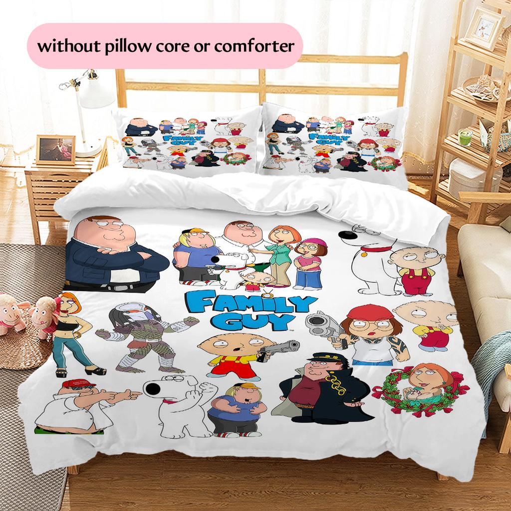 Family Guy Poster Pattern Bedding Home Decoration Birthday Gift ( 1 duvet cover + 2 pillowcase, without core),fan merchandise.