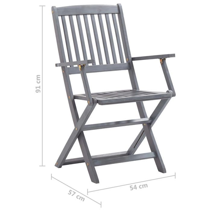 VidaXL Set of 2 Outdoor Folding Chairs with Cushions, Patio Seats, Dining Chairs, Patio Furniture 3064506