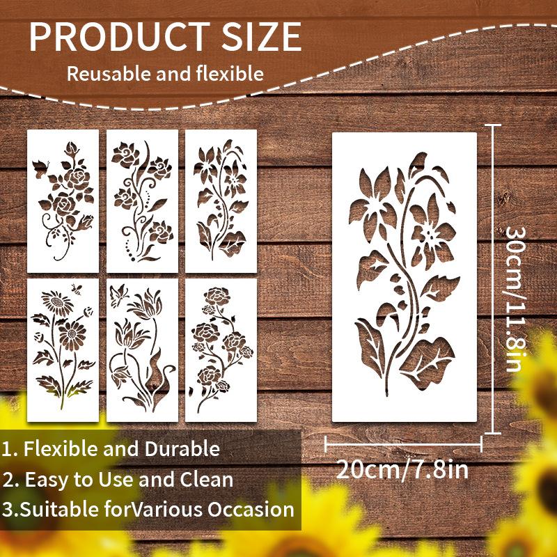 Original New Style, 6 Pieces/set, Flower Painting Template, Creative Painting Template, Home Painting Template, Flower Theme Template