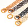Vintage Boho Woven Waist Belt With Wooden Clasp For Women Casual And Festival Wear
