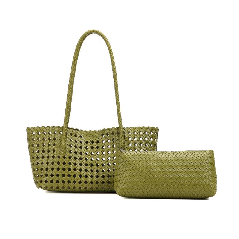 Hollow Woven Vegetable Basket, Large Capacity Commuting Handle, Mother Bag, Niche Trend, High-end Feeling, Single Shoulder Armpit Bag