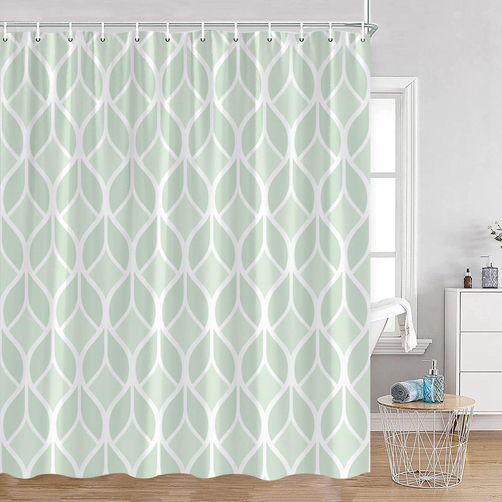 Abstract Geometric Pattern Shower Curtains Simple Minimalist Bthroom Decorations Polyester Fabric Bath Curtains with Hooks