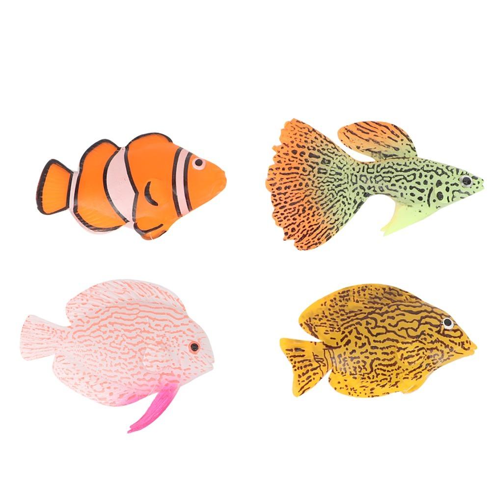 4PCS Set Silicone Aquarium Artificial Fake Fish Lifelike Fish Tank Ornament Luminous Fish Aquarium