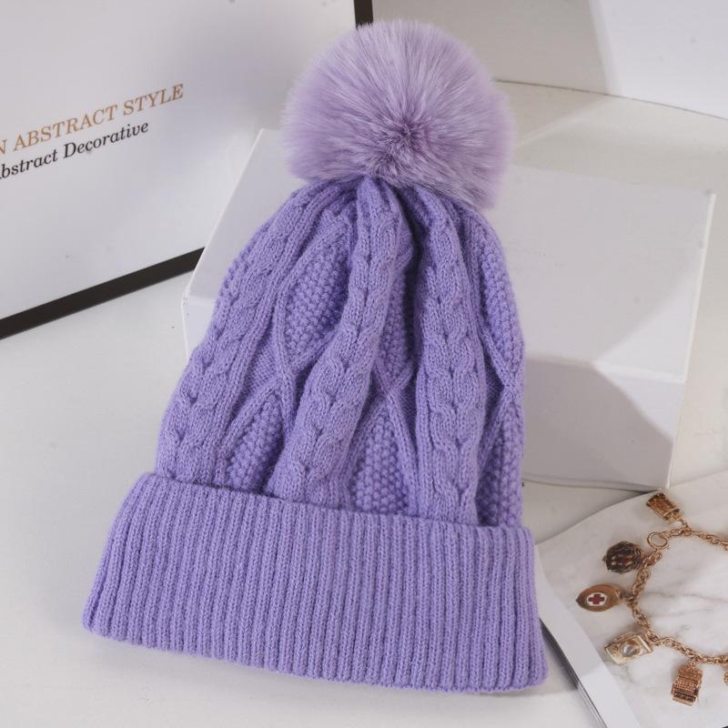 Knitted Hat for Women In Winter Warm Plus Velvet Thickened Wool Ball Wool Hat Korean Style Trendy Versatile Cycling Ski Ear Protection Hat