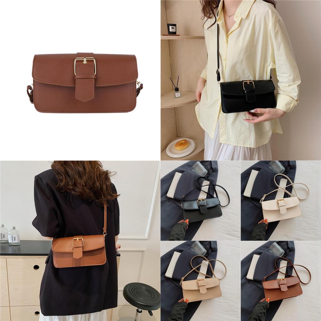 Chic Vintage Aesthetic Handbag For Women Elegant Solid Color Shoulder Bag