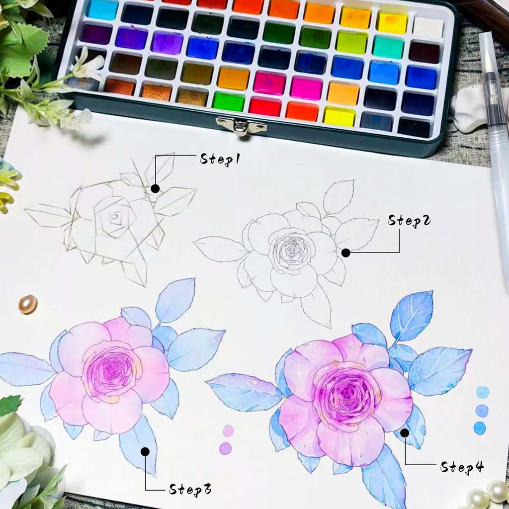 Artecho Watercolor Paint Set, 168 Colors, Paint Kit with Watercolor Pad, Brushes, and Pencils, Perfect for Beginners and Professionals