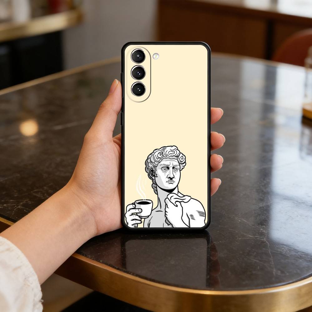 

D-David-ID A-Art-RT Phone Case For Samsung S25,24,23,22,30,21,10,9,Ultra,Plus,Lite,FE,4,5 G Soft Black Case Samsung S24ULTRA