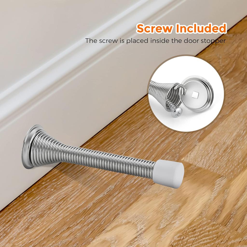 Ravinte Door Stoppers, 12 Pack Spring Door Stops with Rubber Bumper, Satin Nickel Door Stoppers for Bottom of Door