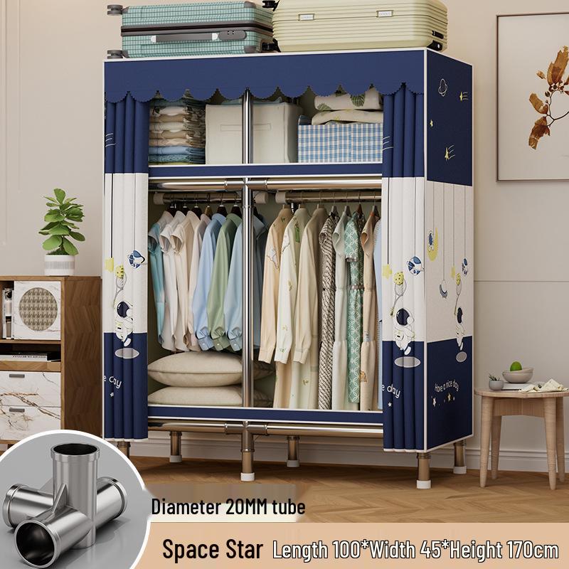 Sturdy Reinforced Steel Frame Fabric Wardrobe for Home & Bedroom Use