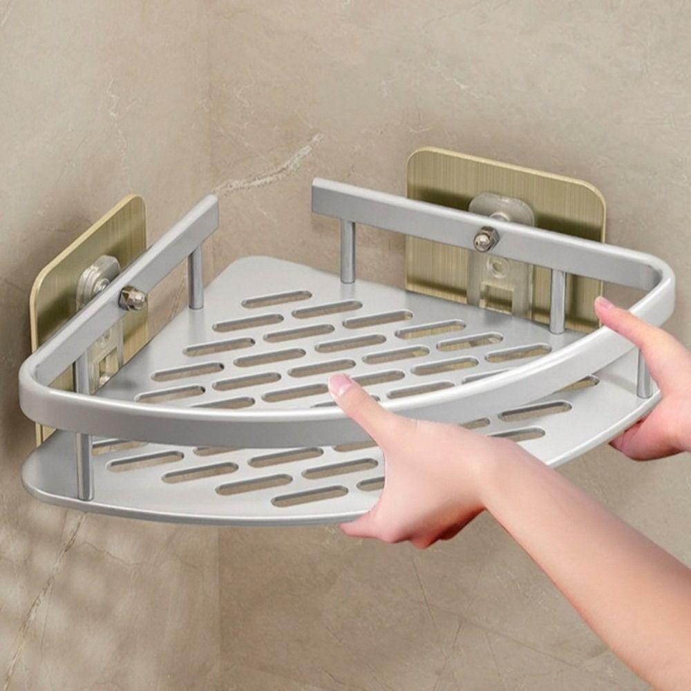Heavy Duty Wall Mounted Shelf with rod Shower Rack Storage Accessories Storage Shelf Wall