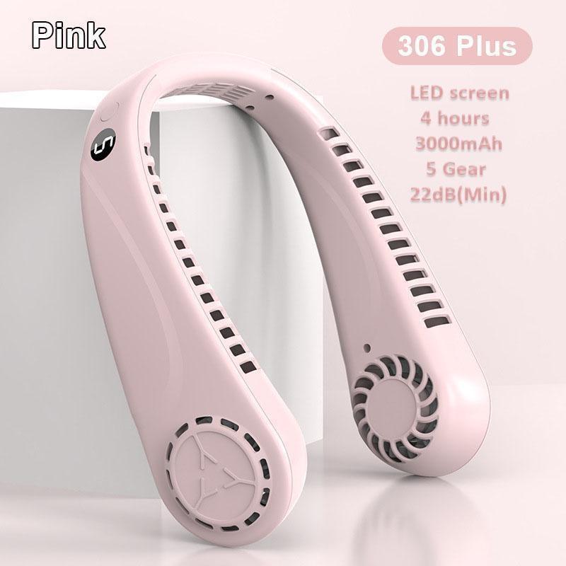 5 Speeds Portable Silent Neck Fan Bladeless Cooling Fan Headphone Design Personal Fan Adjustable Neck Fan for Travel Desk Bedroom