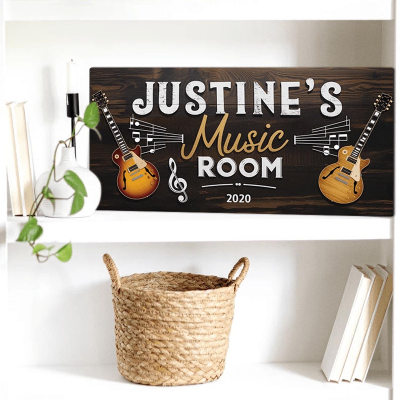 Personalized Metal Sign Custom Name Guitar Wall Decor белый