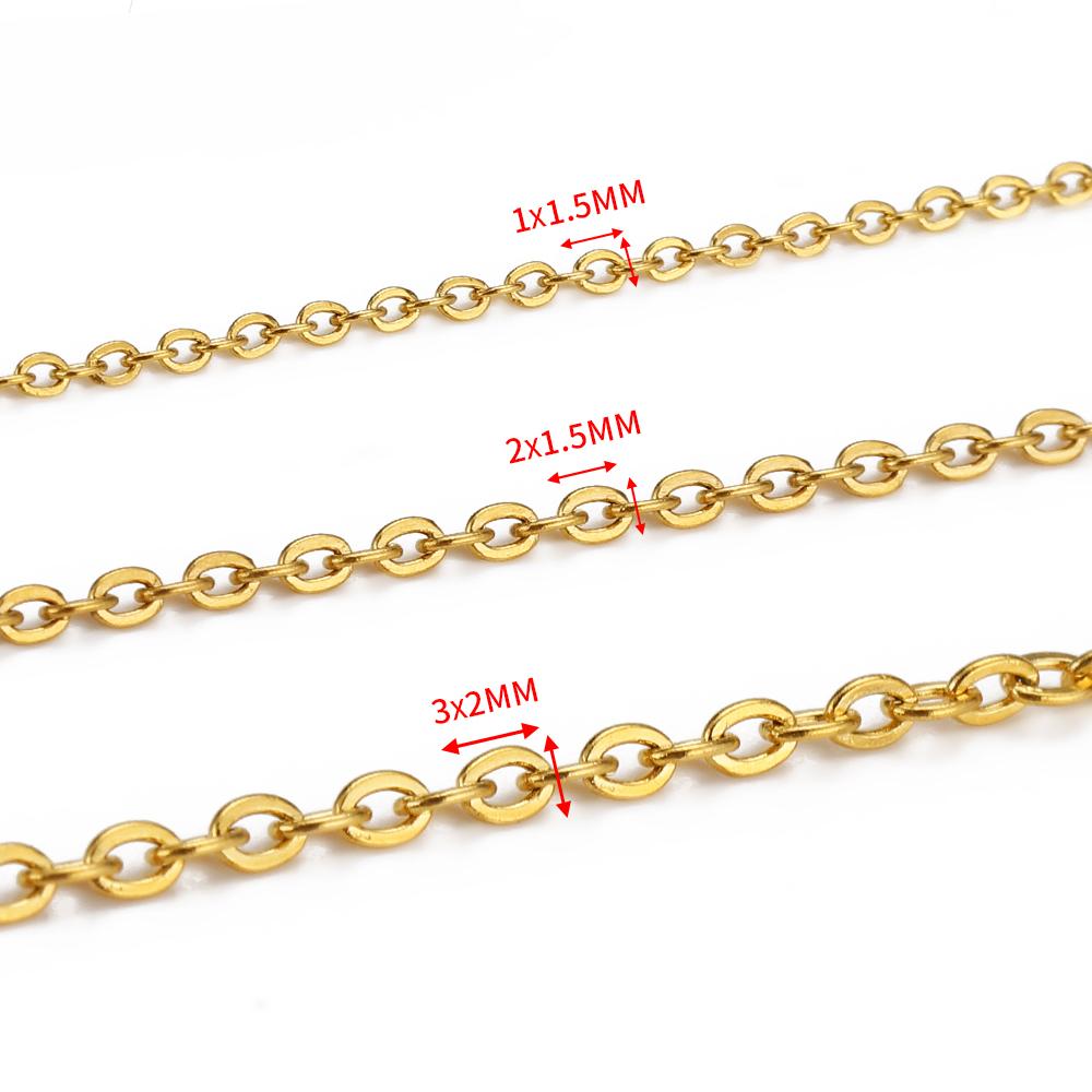 10 Meter 1/1,5/2mm Gold Edelstahl Kette Halskette DIY O-Form Kreuzketten für Armbänder Schmuckherstellung Komponenten